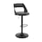 Armen Living Itzan Adjustable Swivel Gray Faux Leather and Black Wood Bar Stool with Black Base LCITBABLGR - alternate 1